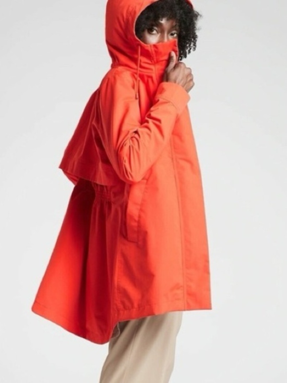 Athleta Bright Orange Corral Hooded Soft-shell Coat M